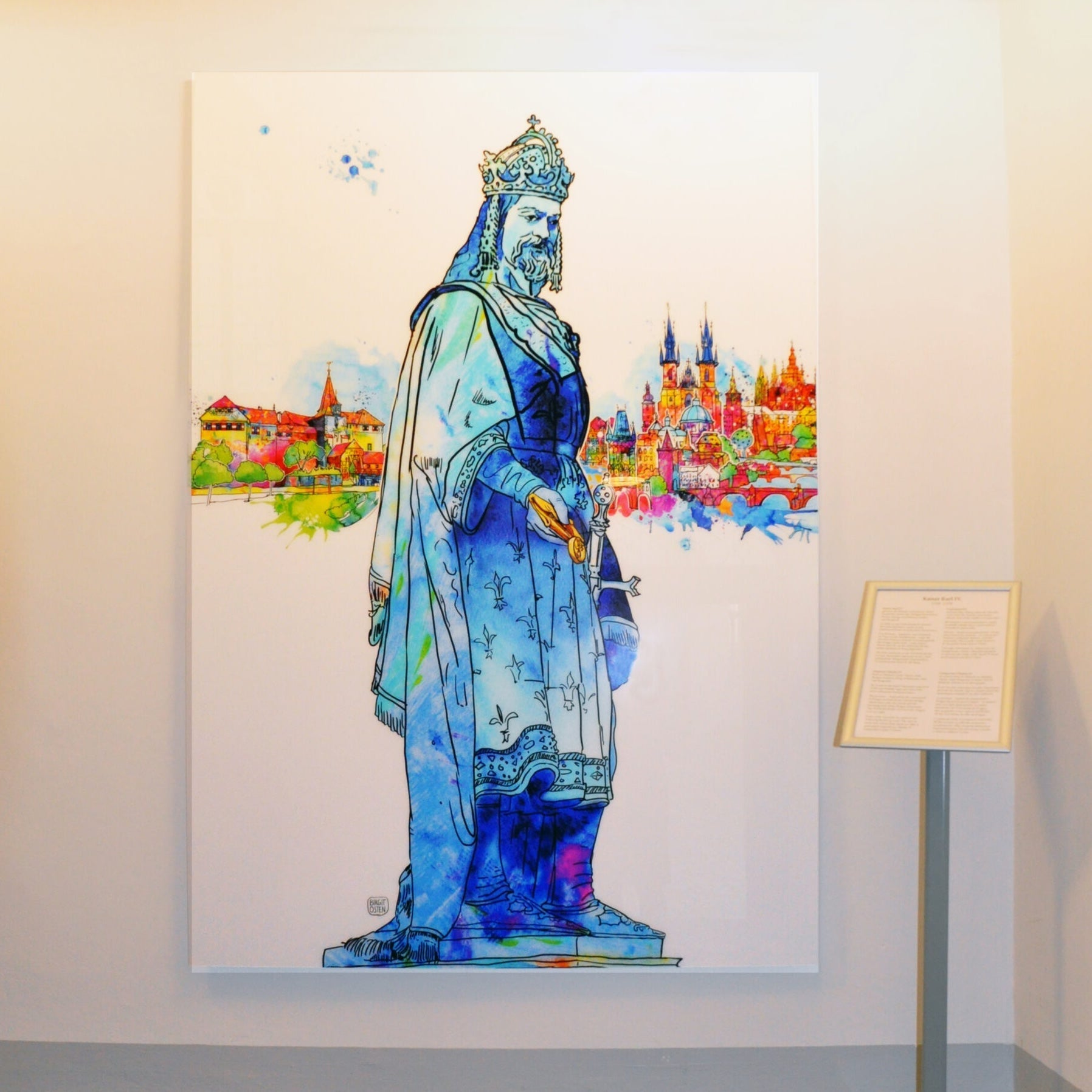 Birgit Ostens Kunstwerk – „Karl IV in Prag und Lauf“ für Deutsch-Tschechisches Kulturzentrum WENZELBURG